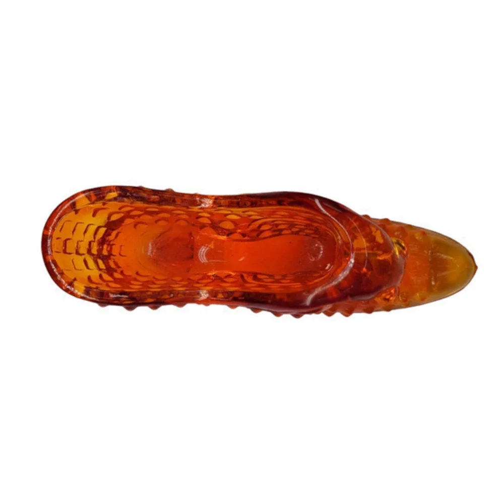 Fenton Amberina Red Orange Cat Hobnail Vintage Glass Boot Shoe‎ Figurine